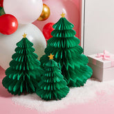 Green Honeycomb Christmas Trees 3pk